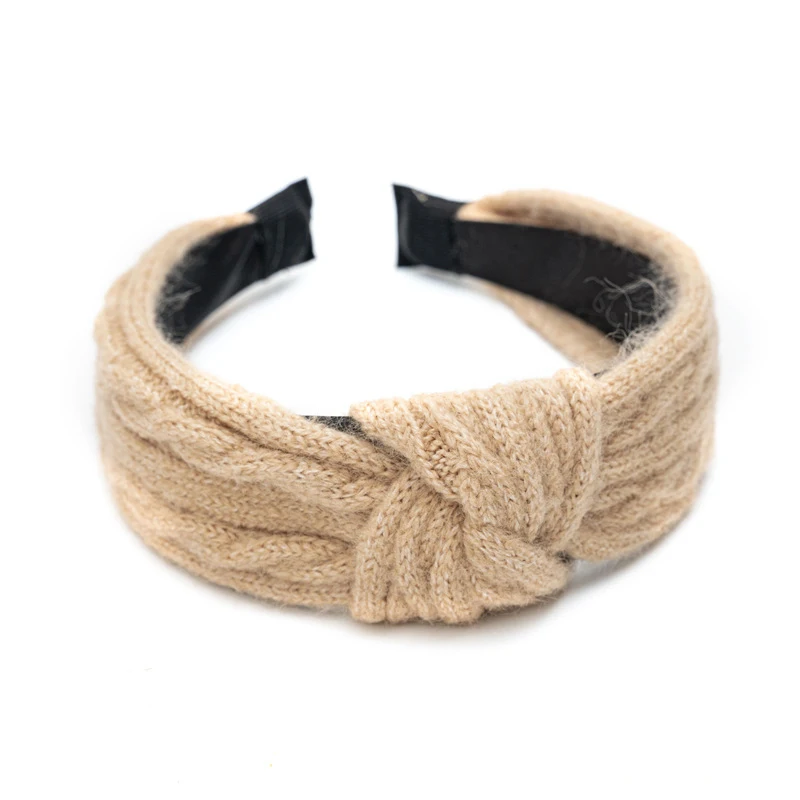 

Winter Knitted Headband Woolen Knitting Hairband Solid Color Hairband Middle Knotted Hair Hoop Wide Brimmed Head Hoop Headdress