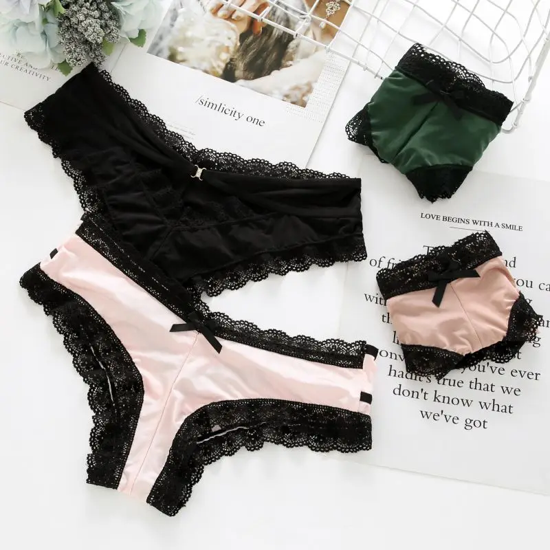 Женское нижнее белье Ажурные кружевные стринги дышащее женское с низкой