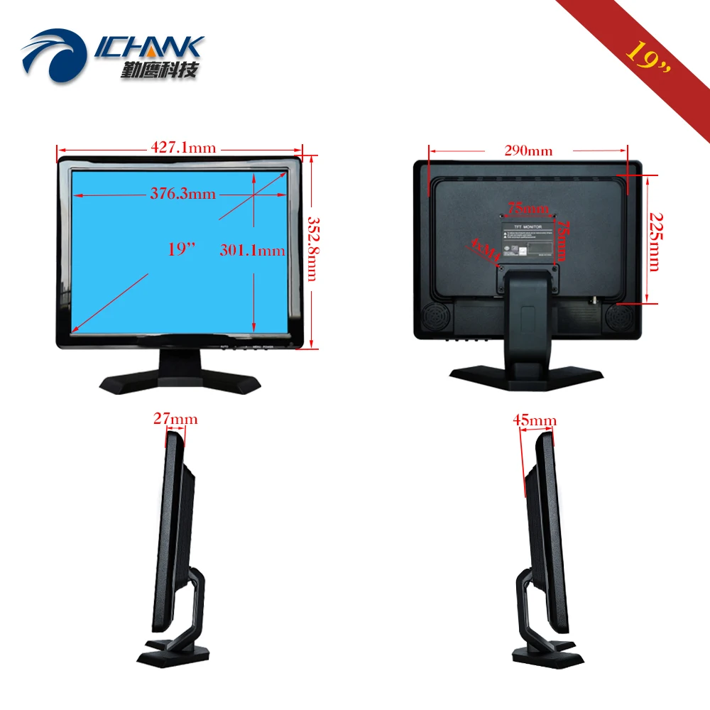 B190JC-ABHUV-1/19 &quot1280x1024 Стандартный экран HDMI USB сенсорный ПК монитор для кассового