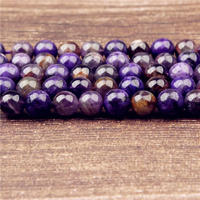 Lanli 6/8/10mm fashion natural Jewelry Charoite loose beads DIY Men and women bracelet necklace ear stud Accessories | Украшения и