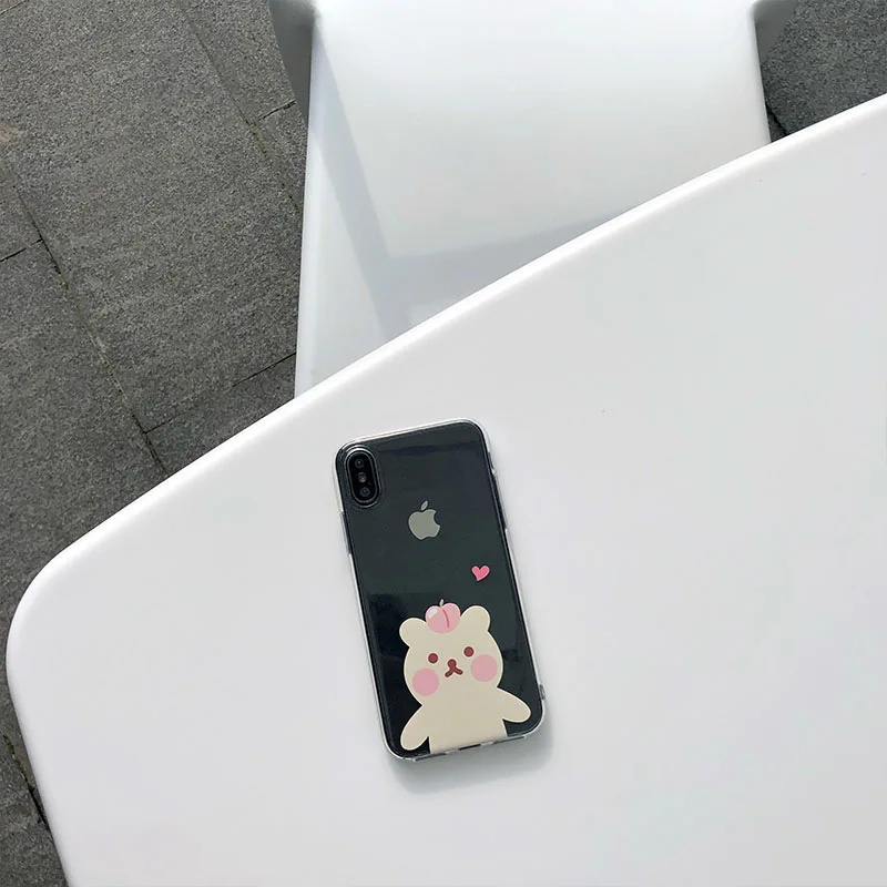 Чехол для iPhone 7 plus силиконовый чехол с милым персиковым медведем простой милый