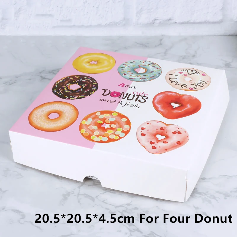 For Four Donut LBSISI Life 20 шт. бумажная коробка для пончика для детского душа подарочные коробки пончик тема День рождения Рождество вечеринка украшения Детские сувениры - Цвет: For Four Donut