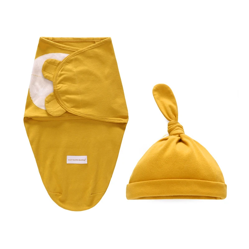 

Baby Clothes New Born Swaddle Wraps and Hat for Infant Cute Printed Cartoon Cotton Sleeping Bag for 0-6m Blanket