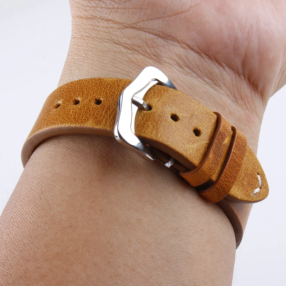 

Wax Oil Skin Watch Straps Vintage Genuine Leather Watchband Calfskin Watch Straps 20/22mm For Xiaomi Huami Amazfit GTR 47/42mm
