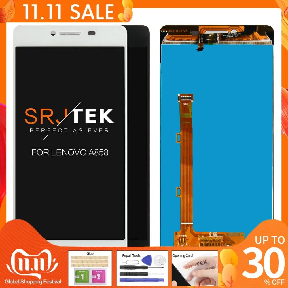 

100% протестированный оригинальный 5,0 ''1280x720 дисплей для Lenovo A858 A858T ЖК сенсорный экран дигитайзер Запасные части