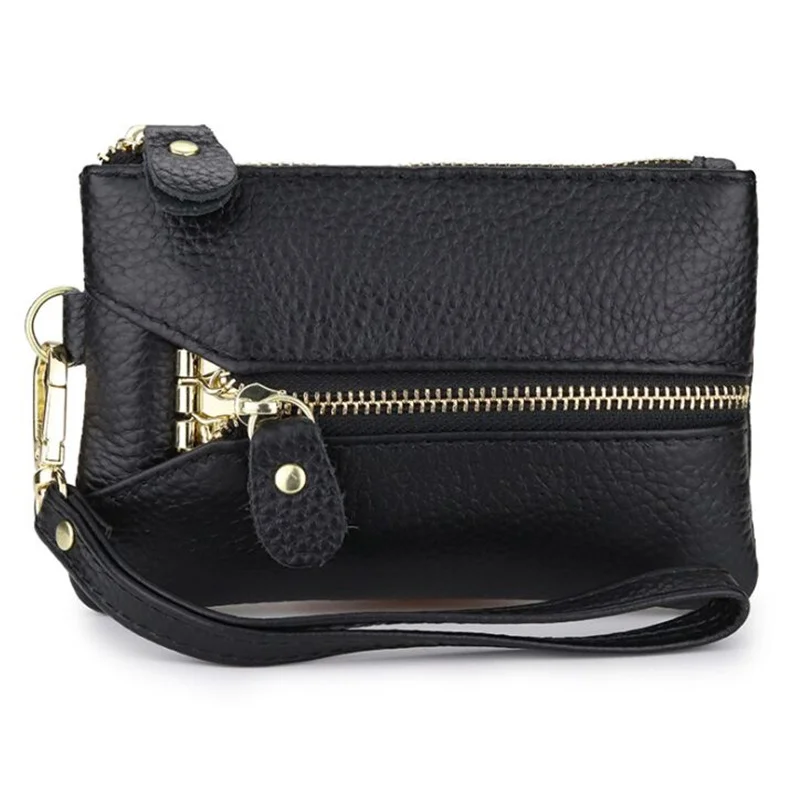 

Genuine Leather Key Wallet Coin Purse Cowhide Keychain Holder Women's Men's Housekeeper ID Driver's License Pouch Clutch Bag