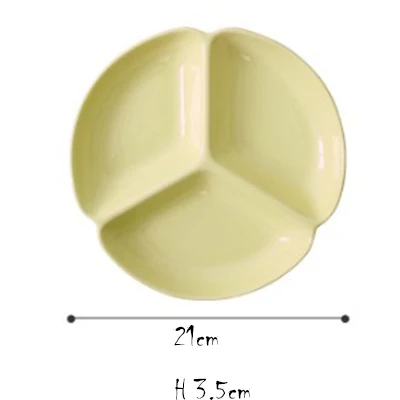 plate-8 inch yellow Японский разделенный поднос разделенная тарелка для завтрака для обеда ужина Heatable керамическая тарелка для домашнего отеля ресторана шуол - Цвет: plate-8 inch yellow