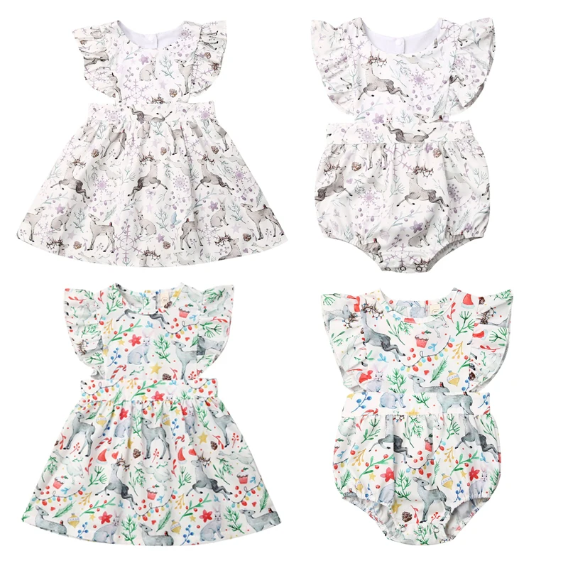 Новинка 2019 года Рождественская одежда для сестер маленьких девочек платье с