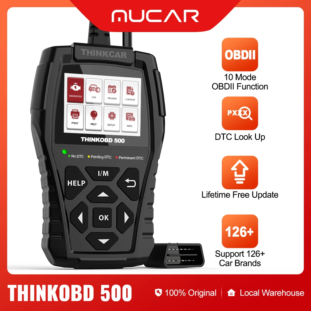 THINKCAR ThinkOBD500 OBD2 сканер Профессиональный Obd 2 считыватель кодов DTC поиск I/M подключи