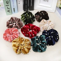 cn hair accessories pearl gold velvet scrunchie for girls solid elastic hair bands for women large intestine hair ties