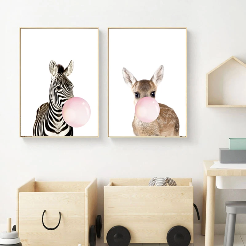 Скандинавский постер Картина на холсте с принтом животных жираф Зебра картина