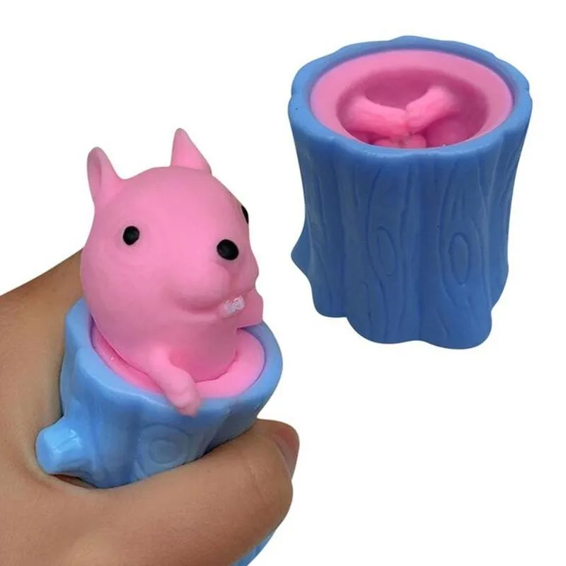 

Squeeze Squirrel Cup Toy Tree Decompression Telescopic Head Decompression Toy Adult Children Finger Toy New