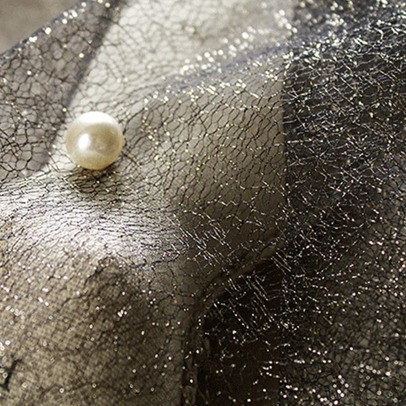 90x165 см/шт. Дизайнерская ткань неровная ажурная текстура платье импортная золотая