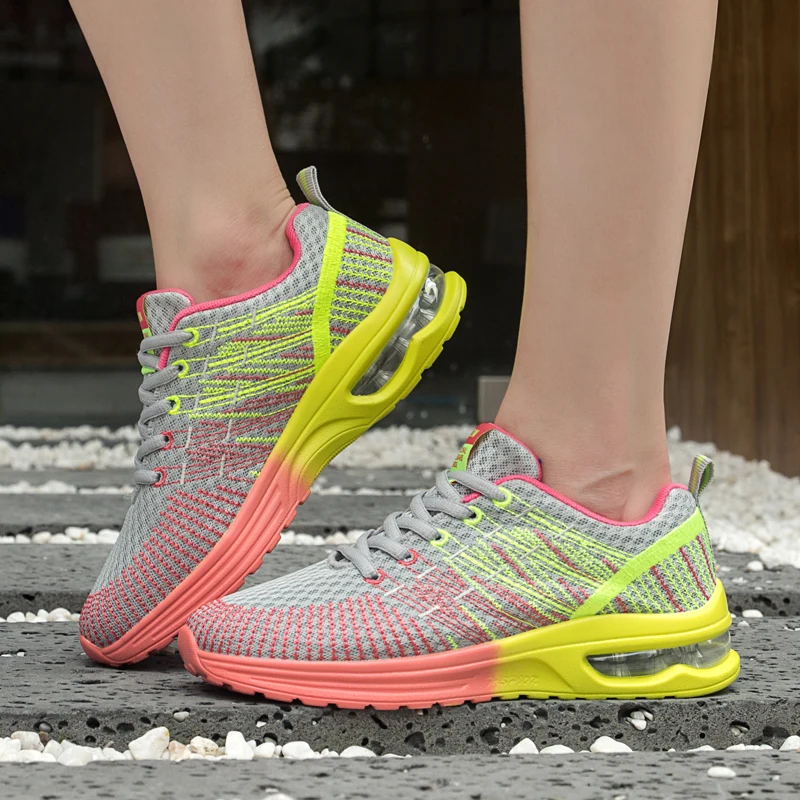 Women Tennis Shoes Air Cushion Breathable Mesh Sneakers Fitness Trainers Sports Shoes Female Walking Height Increase Casual Shoe
