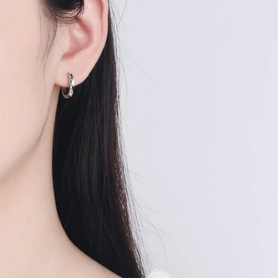 

New 925 Sterling Silver Fashion Jewelry Simplicity Smooth surface circular Earrings Woman's Classic Clothes With Gifts