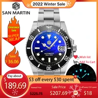san martin 40 5mm sub diver water ghost mop dial luxury sapphire men automatic mechanical watches 20bar luminous date cyclops