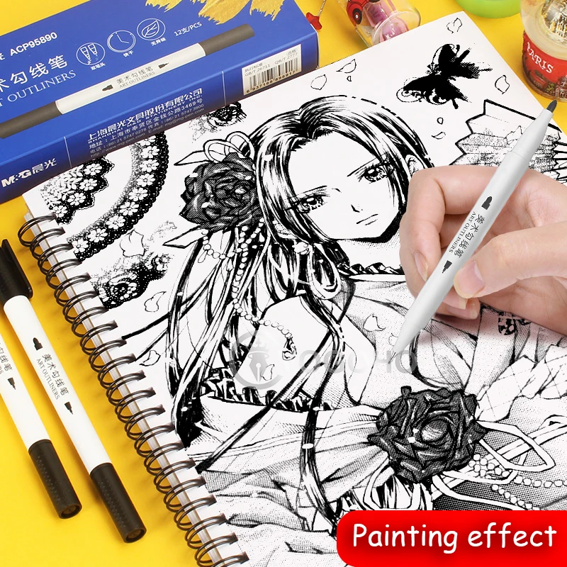 Different Sizes Art Marker Pen Ink Black Pigment Liner Based for Drawing Painting Hand Writing School Supplies|Маркеры-краски| |