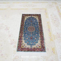 yilong 2x4 blue silk rug luxury turkish traditional floral rugs tj145a