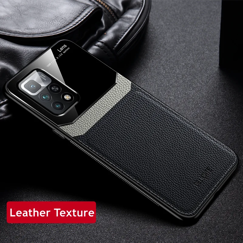 

Leather Texture Case For Xiaomi Redmi Note 11 Pro Plus Phone Cover Silicone Frame Glossy Back Protective Hard Case For Note11