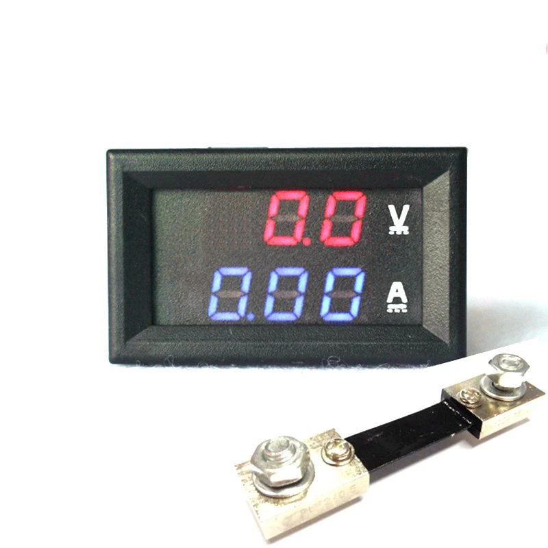 2 в 1 DC Вольтметр двойной дисплей измеритель 0 28 "DC 100V/50A 100A Красный Синий цифровой