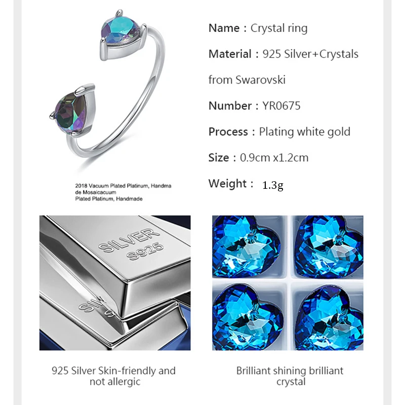 Женское кольцо из серебра 925 пробы с австрийским кристаллом|Кольца| |