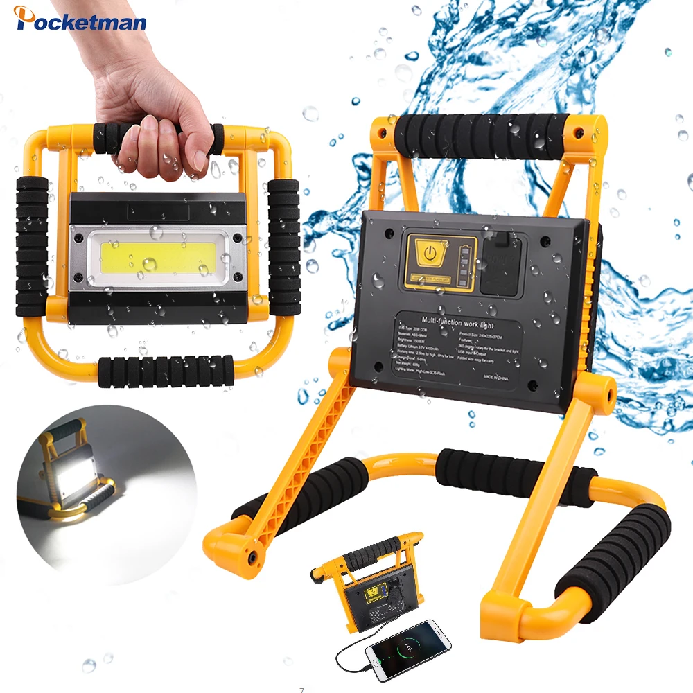 

380W Portable Work Light Portable Spotlight Cob Work Lamp Rechargeable Flashlight Waterproof Camping Lamp Outdoor Searchlight