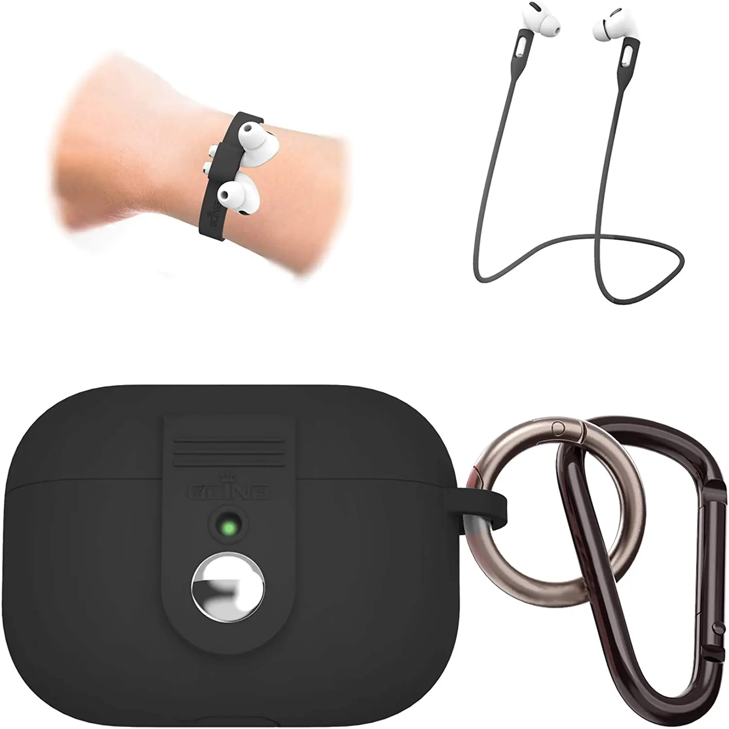 

OCING 5 in One New Airpods Pro Чехол Be Safer (обновленный в августе 2020 года), силиконовый защитный чехол с ремешком на шею и спортом