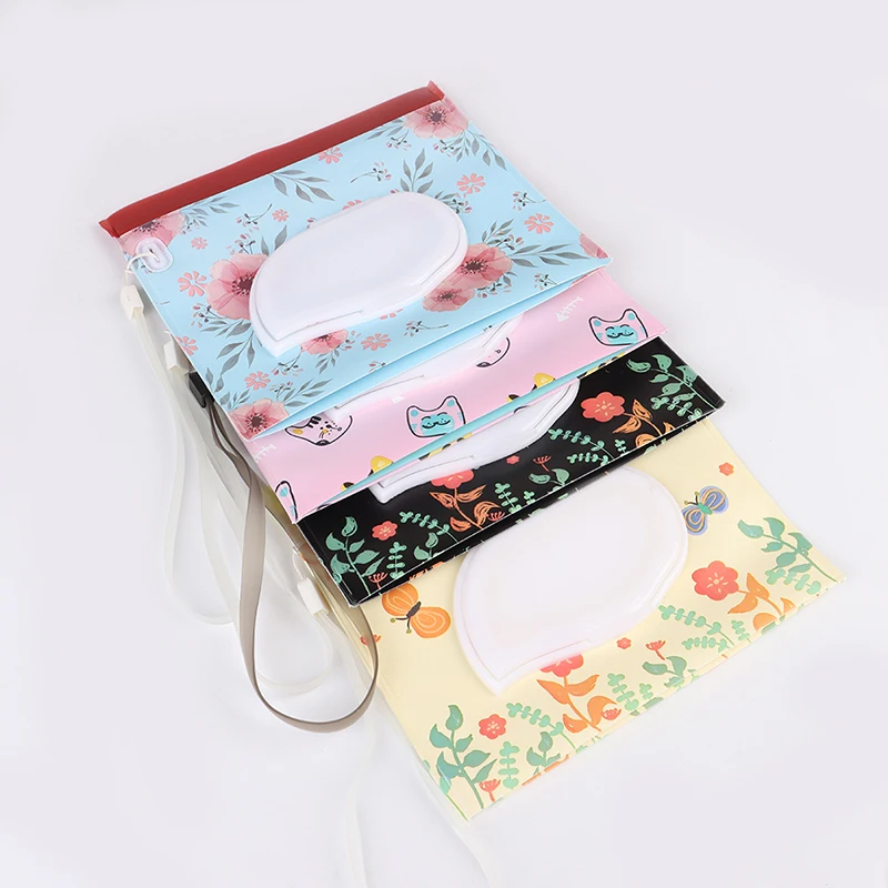 

1PC Eco-Friendly Baby Wipes Box Wet Wipe Box Cleaning Wipes Carrying Bag Clamshell Snap Strap Wipe Container Case