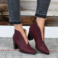 fashion retro women ankle boots woman shoes high heels sexy pointed toe slip on europe plus size 43 women shoes 2022 new