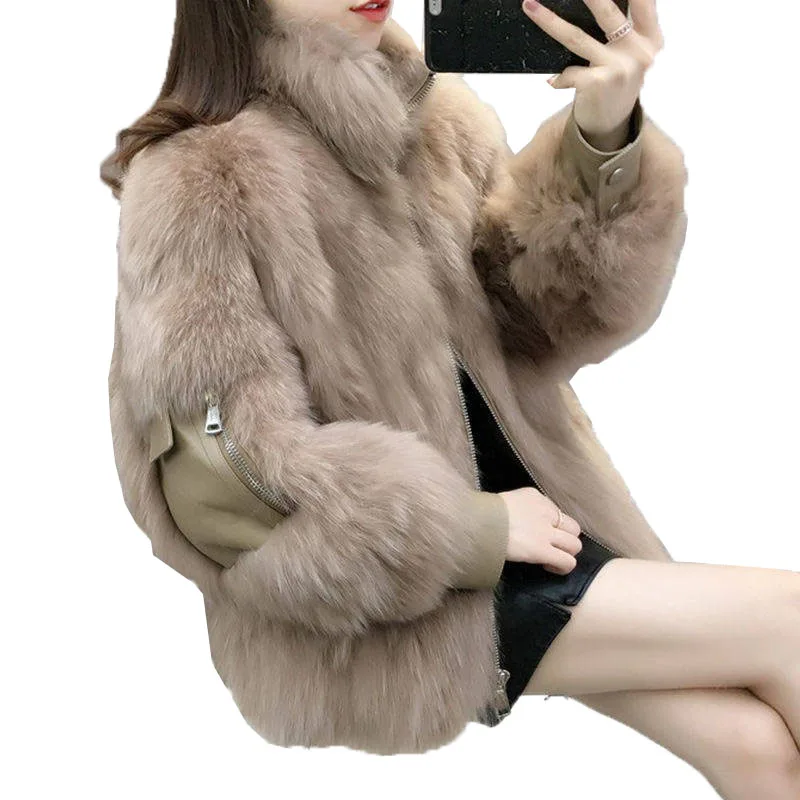 Модное женское пальто из искусственного меха осенне-зимние короткие куртки