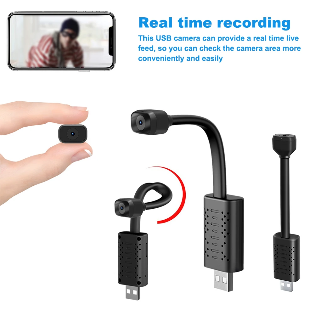 

HD Smart Mini Wifi USB Camera Real-time Surveillance IP Camera AI Human Detection Loop Recording Mini camera Support 64G