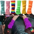 Однотонные крутые вязаные длинные носки в стиле панк, женские уличные эластичные гетры до колена, женские теплые облегающие готические носки в стиле хип-хоп для рок, 2021