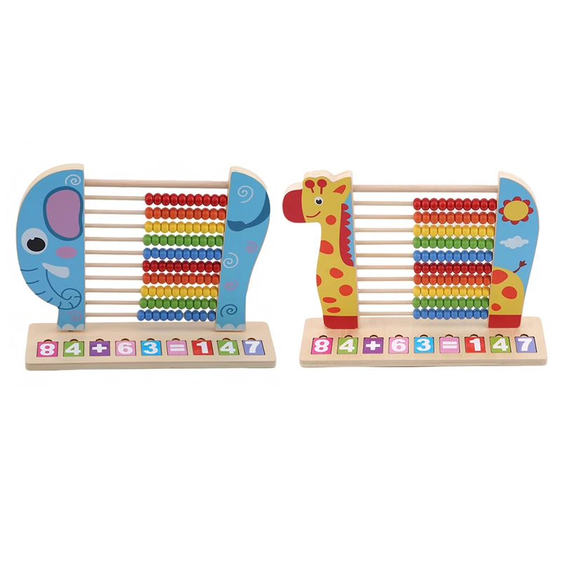

Wooden Cartoon Animal Abacus Toys Early Math Educational Calculat Bead Counting Intelligence Development Kid Montessori Toy