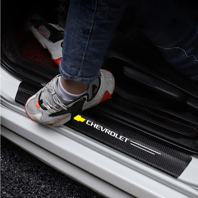 Стайлинг автомобиля 4 шт. наклейки из углеродного волокна на порог двери для Chevrolet