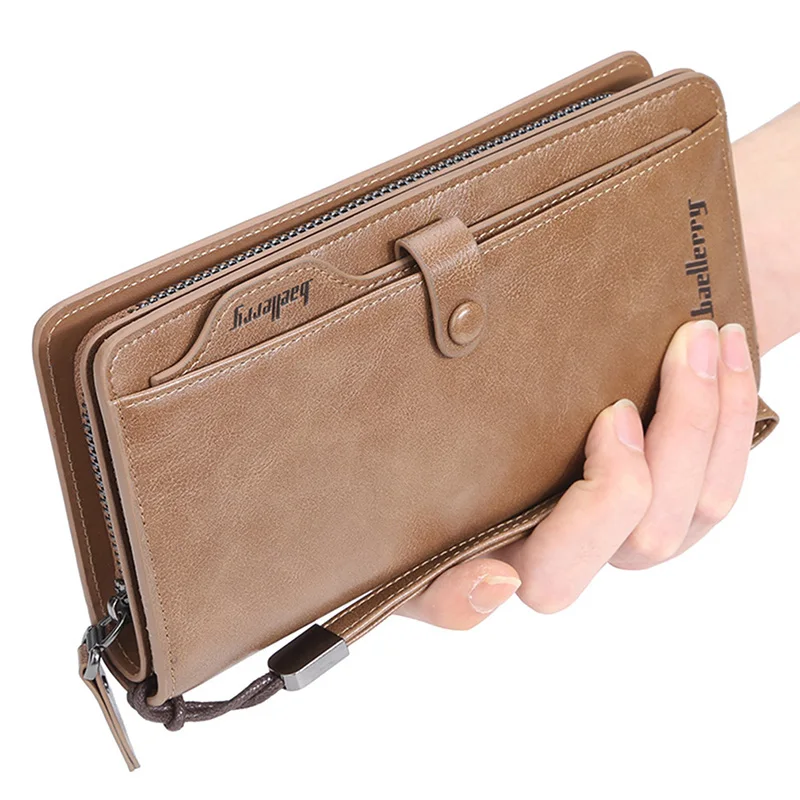 

Wallet Men Phone Purse Brand Long Business Leather with Zipper Wallet Money Card Holder Coin Bag Purse Clutch