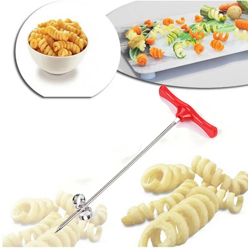 Potato Spiral Cutter 1 набор кухонных аксессуаров, спиральный резак для картофеля, слайсер для изготовления картофельных чипсов, твист-измельчитель, кухонные гаджеты из нержавеющей стали, инструменты - Цвет: Potato Spiral Cutter