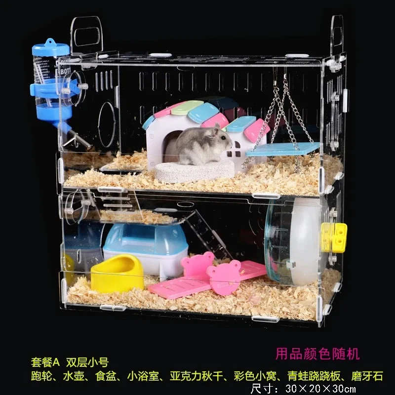 Multi-Layer Hamster Cage Transparent Acrylic House with Accessorie for Guinea Pig Small Animals Sleeping and Playing | Дом и сад