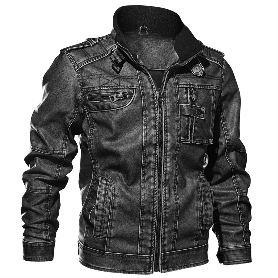 Мужская куртка размера плюс 6XL 7XL из искусственной кожи кожаная пальто осенне
