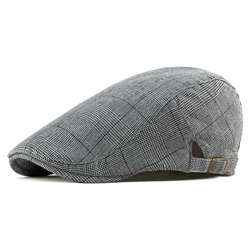 

British checkered Beret Hat men's spring and summer new Korean duck tongue Hat Women's travel sun hat painter's art hat