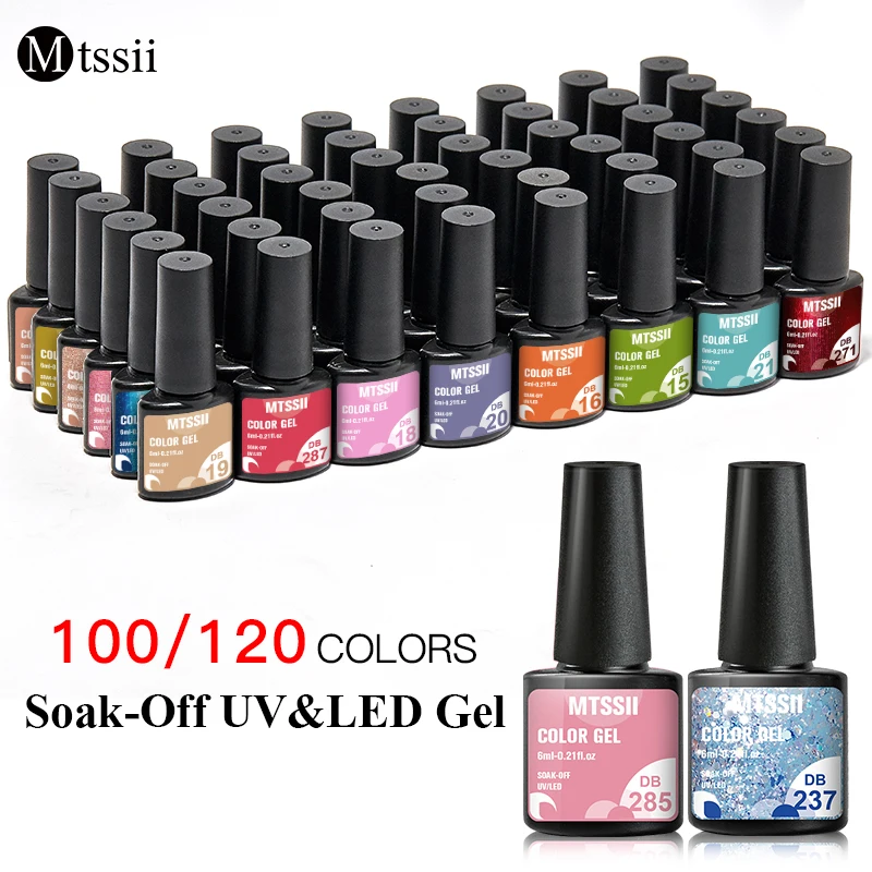 Mtssii-Juego de esmaltes en Gel para uñas, barniz híbrido semipermanente con capa Base y superior, UV, 100/120 colores