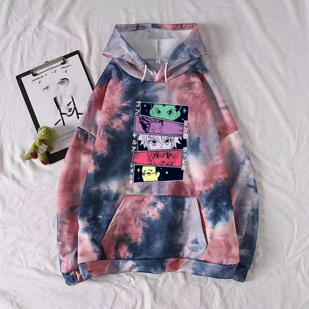 

Uniex Anime Tie-dye Hoodie Hunter X Hunter Pullovers Tops Long Sleeve Loose Hip Hop
