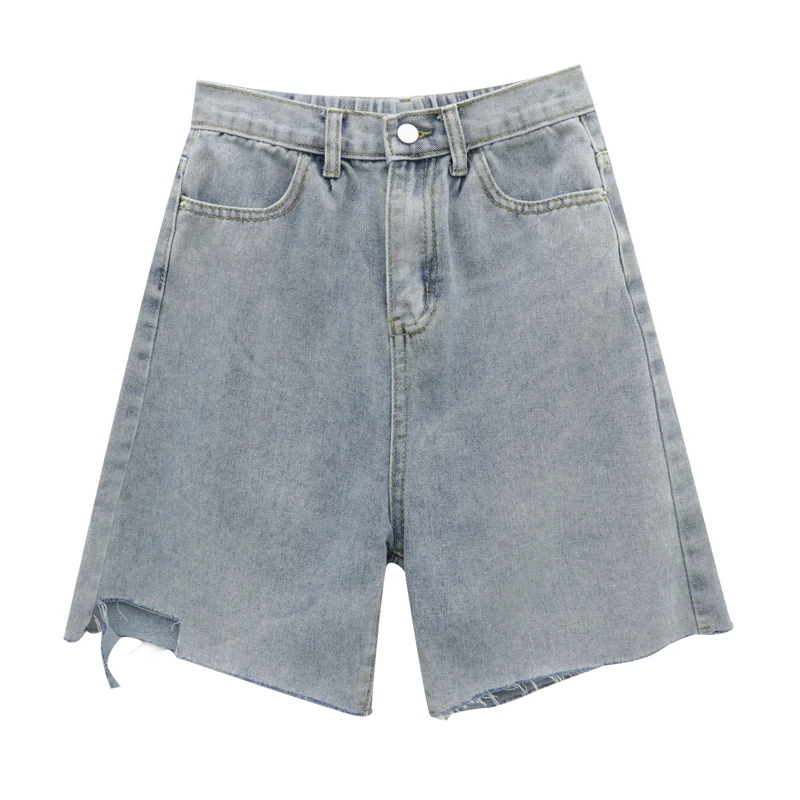 

Retro Hong Kong Style Denim Shorts Women's Summer 2021 New Korean Style High Waist Slimming and Straight Wide Leg Shorts Fashion