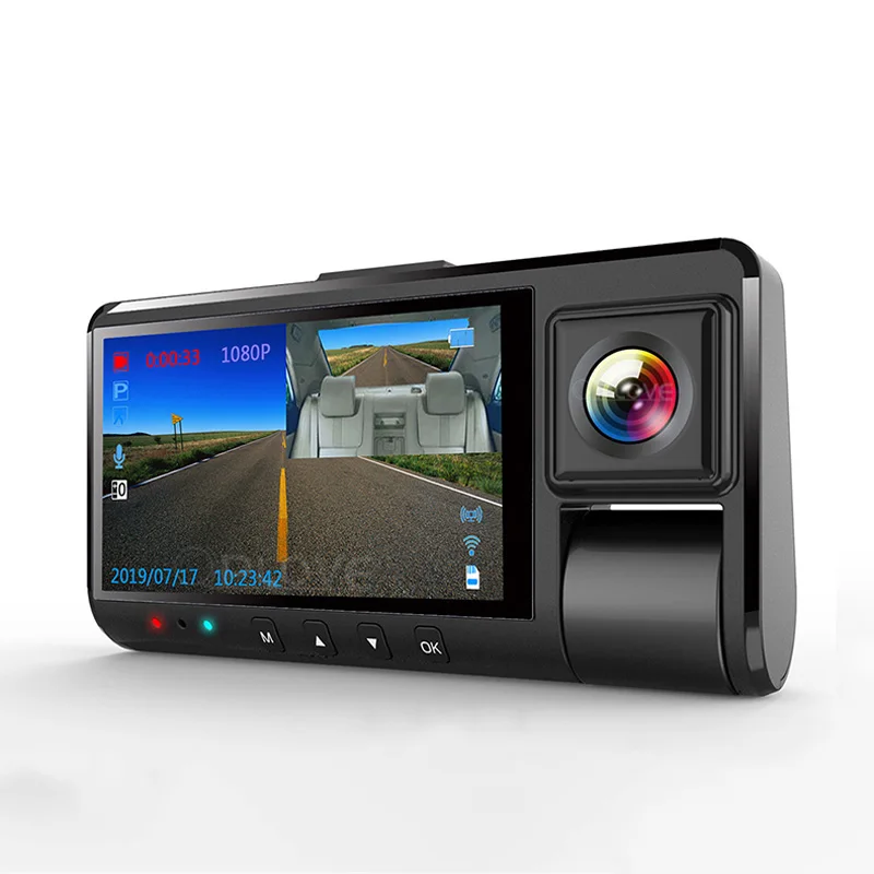QPLOVE Dual 1080P Автомобильный видеорегистратор Dash камера 3 дюймов Большой экран ночное видение wifi просмотр Велоспорт запись многофункциональная мини камера