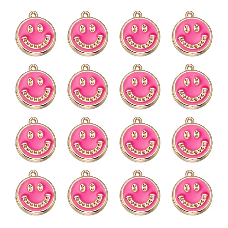 

10pcs/lot Colorful Rhinestone Smiley Face Enamel Alloy Charms Pendant For Women Girls DIY Necklace Bracelet Jewelry Accessories