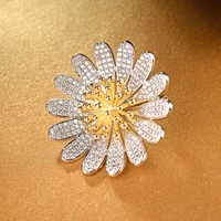 aaa quality zircon daisy brooch 3 5 x 3 5cm high end jewelry factory
