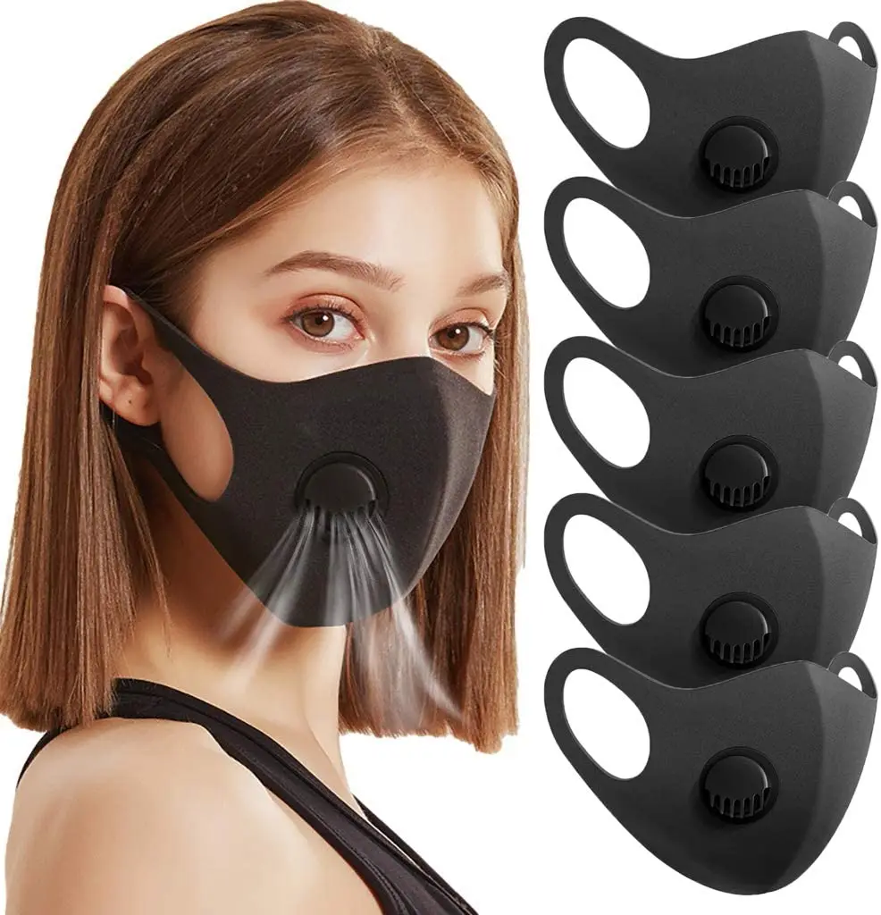 5 шт. респиратор дышащий фильтр клапаны двухслойные черные маски маска для рта |