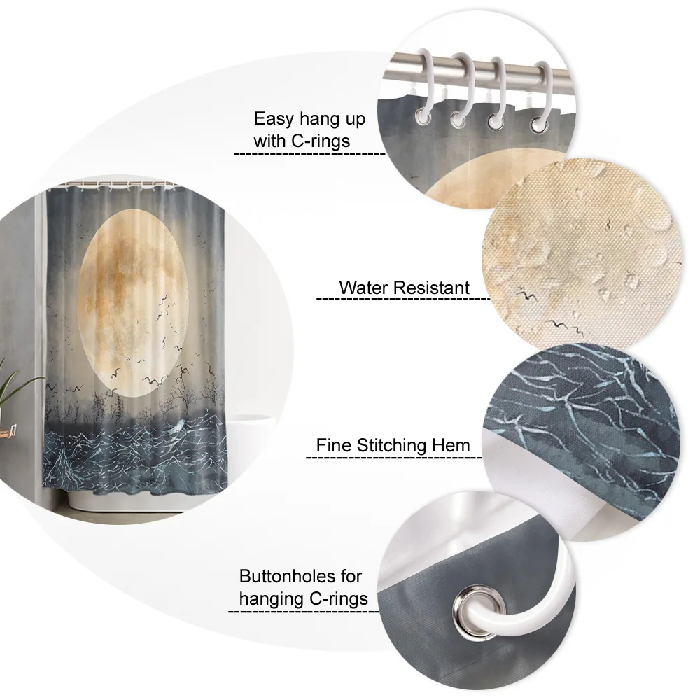 Занавеска для душа полная луна на море | Дом и сад