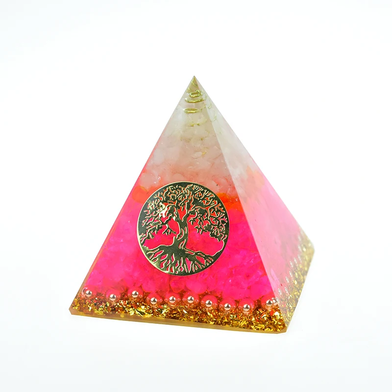 Anahata Chakra Gabriel Orgonite Pyramid Resin Jewelry Decoration Natural Powder Crystal Crafts Tree of Life Crystal Ornaments