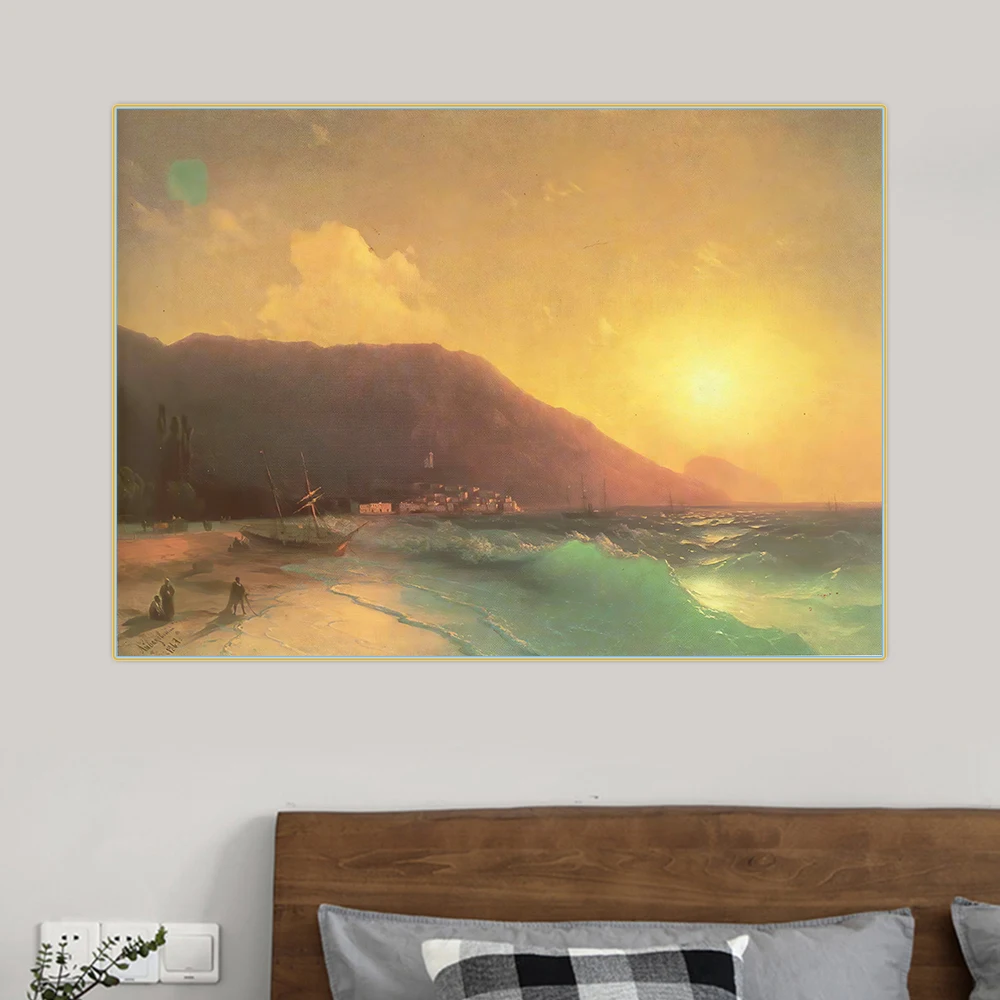 

Holover Ivan Aivazovsky"Sea view" Canvas Oil Painting Romanticism Seascape Unframed Poster Picture Aesthetic Wall Home Decor