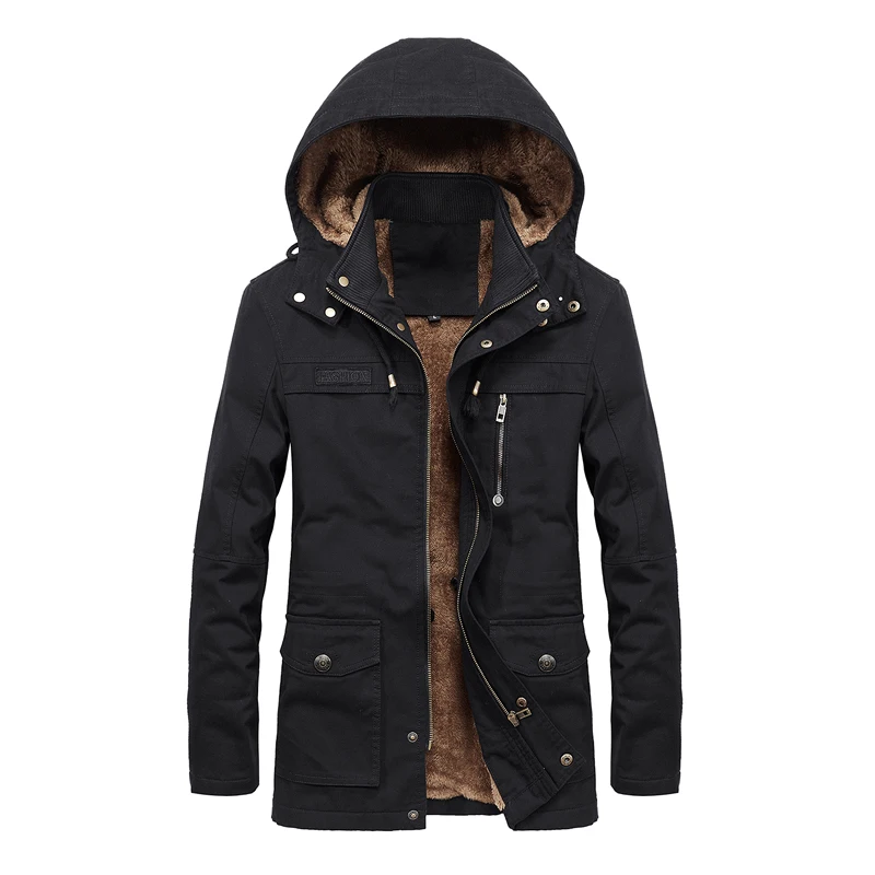 

Winter Jacket Men Slim Windbreaker Coats Plus Asian Size 5XL Thick Warm Fleece Parka New Male Fashion Hooded Clothes